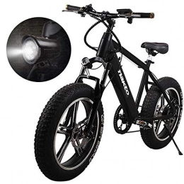 HJHJ Bike HJHJ Mountain electric bicycle 48V20 inch double disc brakes road bike LED light shock absorption snow off-road electric power assist bicycle (4 inch tire width)