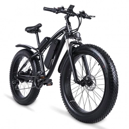 HMEI Electric Mountain Bike HMEI EBike Electric Mountain Bike, 48V*17Ah Removable Battery, 26 Inch Fat Tire Bike Electric Bicycle for Adults 21 Speed Gear Front Suspension (Color : Black)
