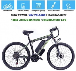 BWJL Electric Mountain Bike Home Electric Bycicles for Men, 26" 48V 360W IP54 Waterproof Adult Electric Mountain Bike, 21 Speed Electric Bike MTB Dirtbike with 3 Riding Modes, Black green