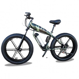 HOME-MJJ Electric Mountain Bike HOME-MJJ 400W Fat Electric Bike 48V Mens Mountain E Bike 30 Speeds 26 Inch Fat Tire Road Bicycle Snow Bike Pedals With Hydraulic Disc Brakes (Color : Green, Size : 14Ah)