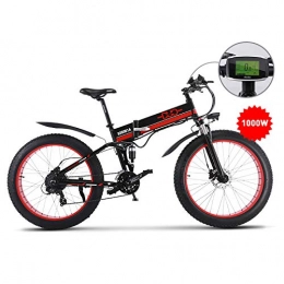 HUAEAST Electric Mountain Bike HUAEAST 1000W Electric Mountain Bike, 26 Inch Fat Tire Folding Bike Snow Bike with Removable Battery