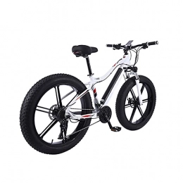 HULLSI Electric Mountain Bike HULLSI Electric Bike, Aluminum Alloy for Adults Mountain Bike with 36V 350W Motor, Removable Lithium Battery, 27 Speed Gears, Rough Wheel Snowmobile Double Disc Brakes, White, 26 inch