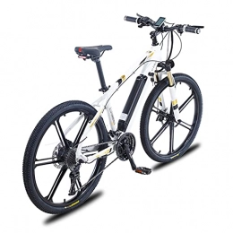 HULLSI Electric Mountain Bike HULLSI Electric Bike, Aluminum Alloy Frame for Adults Mountain Bike with 350W Motor, 36V / 10Ah Removable Battery, 27 Speed Gears, Double Disc Brakes, White, 26 inch