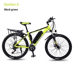 HWOEK Bike HWOEK Adult Mountain Electric Bike, 350W Motor 26" Electric Off-Road Bike with Removable 36V 8 / 10 / 13AH Lithium-Ion Battery 27 Speed Dual Disc Brakes with Rear Seat Unisex, black green, B 36V13AH