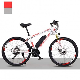 HWOEK Electric Mountain Bike HWOEK Electric Mountain Bike for Adult, 36V Removable Lithium Battery 26 Inch High Carbon Steel Electric Bicycle 21 / 27 Speed Dual Disc Brakes, white red, B 10AH 52KM