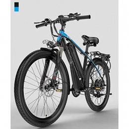 HWOEK Bike HWOEK Electric Off-Road Bike, 400W Brushless Motor 26 Inch Adults Electric Mountain Bike 21 Speed Removable 48V Battery Dual Disc Brakes with Back Seat, Blue, 10.4AH