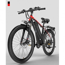 HWOEK Electric Mountain Bike HWOEK Electric Off-Road Bike, 400W Brushless Motor 26 Inch Adults Electric Mountain Bike 21 Speed Removable 48V Battery Dual Disc Brakes with Back Seat, Red, 13AH