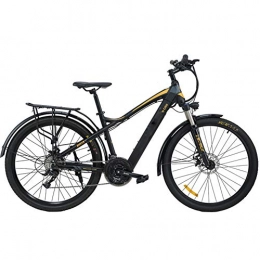 HWOEK Electric Mountain Bike HWOEK Mountain Electric Bike, 27.5 Inch Travel Electric Bicycle Dual Disc Brakes with Mobile Phone Size LCD Display 27 Speed Removable Battery City Electric Bike for Adults, gray orange, B 9.6AH