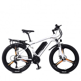 HWOEK Electric Mountain Bike HWOEK Mountain Travel Electric Bike, Dual Disc Brakes 26 Inch Adults City Commute Ebike 27 Speed Magnesium Alloy Integrated Wheels Removable Battery, White orange, 8AH