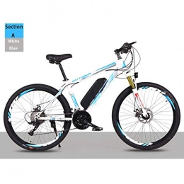 HY-WWK Bike HY-WWK Adult Mountain Electric Bicycle, 250W Motor 26'' Off-Road Electric Bike with Removable 36V 8Ah / 10Ah Lithium-Ion Battery 21 / 27 Variable Speed Double Disc Brake Unisex, White Blue, A 36V10Ah, White