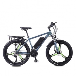 HY-WWK Electric Mountain Bike HY-WWK Mountain Travel Electric Bike, Dual Disc Brakes 26 inch Adults City Commute Ebike 27 Speed Magnesium Alloy Integrated Wheels Removable Battery, White Orange, 8Ah, Silver Green