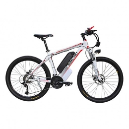 KT Mall Electric Mountain Bike KT Mall 26'' Electric Mountain Bike Brushless Gear Motor Large Capacity (48V 350W 10Ah) 35 Miles Range And Dual Disc Brakes Alloy Electric Bicycle, white red