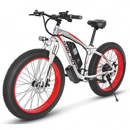 KT Mall Electric Mountain Bike KT Mall 26'' Electric Mountain Bike with Removable Large Capacity Lithium-Ion Battery (48V 17.5ah 500W) for Mens Outdoor Cycling Travel Work Out And Commuting, white red