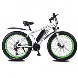 KT Mall Bike KT Mall 26 in Fat Tire Electric Bike for Adults 350W Mountain E-Bike with 36V Removable Lithium Battery and 27 Speed Gear Shift Kit Three Working Modes Maximum Load 330Lb, White Green, 13AH