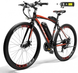Brogtorl Electric Mountain Bike LANKELEISI Adult Electric Bicycle, 36V 20AH 400W Rs600 Multi-function Electric Bicycle, Aluminum Alloy Ultra-light Material, 5-speed Power Mountain Electric Bicycle (red+A battery)