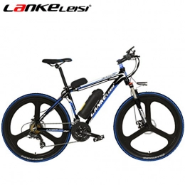 SMLRO Bike LANKELEISI MAX3.8 Electric bicycle with Advanced configuration 26 Inch 48V 240W E-bike Full Suspension Lithium Electric Bike 7-Speed 3.5 Inch Smart Computer Bicycle (Black-Blue)