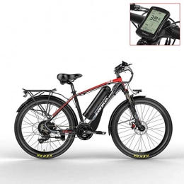 LANKELEISI Electric Mountain Bike LANKELEISI T8 48V Strong Pedal Assist Electric Bike, Fashion MTB Electric Mountain Bike, Adopt Suspension Fork.Pedelec. (Red LCD, 15Ah)