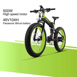 LANKELEISI Electric Mountain Bike LANKELEISI XT750PLUS 48V10AH 500W Engine New Almighty Powerful Electric Bike 26 '' 4.0 Wholesale Tire Ebike 27 Speed Snow MTB Folding Electric Bike for Adult Female / Male (Green)