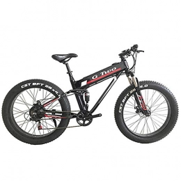 LUO Bike LUO Electric Bike 26"*4.0 Fat Tire Electric Mountain Bicycle, 350W / 500W Motor, 7 Speed Snow Bike, Front &Amp; Rear Suspension, Black