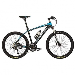 LUO Electric Mountain Bike LUO Electric Bike 26 Inches Cool E Bike, 5 Grade Torque Sensor System, 9 Speeds, Oil Disc Brakes, Suspension Fork, Pedal Assist Electric Bike, Black Blue