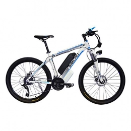 LZMXMYS Electric Mountain Bike LZMXMYS electric bike26'' Electric Mountain Bike Brushless Gear Motor Large Capacity (48V 350W 10Ah) 35 Miles Range And Dual Disc Brakes Alloy Electric Bicycle, white red (Color : White Blue)