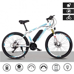 MDZZ Bike MDZZ Electric Mountain Bicycle, 250W Lightweight Adult Powered Bike, 21-Speed Lithium Battery E-Bike with Adjustable Seat, Outdoor Assisted Tool, white blue, Upgrade