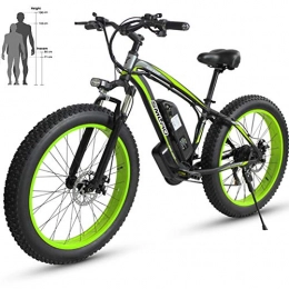 SHOE Bike Mens Upgraded Electric Mountain Bike 26'' Electric Bicycle with Removable 36V10AH / 48V15AH Battery 27 Speed Shifter Mountain Ebike, black green, 36V10AH