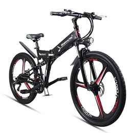 MERRYHE Electric Mountain Bike MERRYHE Electric Folding Bicycle Adult 26 Inch Power Bicycle Road Mountain Bike 48V Lithium Battery Fold Moped, Black-178 * 61 * 120cm