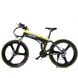 MERRYHE Electric Mountain Bike MERRYHE Electric Folding Bicycle Road Bike Adult Moped 26 inch 48V Lithium Battery Mountain Cross-Country Bike High-intensity Double-Gas Shock Absorption, Yellow-48V10AH