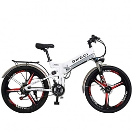MERRYHE Electric Mountain Bike MERRYHE Folding Electric Bike Road Mountain Bicycle Overall Wheel 26 inch Adult Fold Power Bicycle 48V Lithium Battery Off-road Moped, White-48V10ah