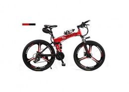 Mountain Bike Unisex Dual Suspension Mountain Bike 26" Integral Wheel Electric Bike High-Carbon Steel Hybrid Bicycle Pedal Assisted Folding Bike with 36V Li-Ion Battery,Red,A