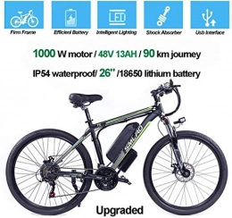 MRXW Bike MRXW Electric Bicycles for Adults, Ip54 Waterproof 500W 1000W Aluminum Alloy Ebike Bicycle Removable 48V / 13Ah, Lithium-Ion Battery Mountain Bike / Commute Ebike, Black green, 500W