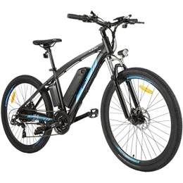 MYATU Bike MYATU 5687 27.5 Inch E-Bike Electric Mountain Bike Pedelec with 36 V 12.5 Ah Battery, 250 W Rear Motor & LCD Display & 21 Speed for Men and Women Black Blue