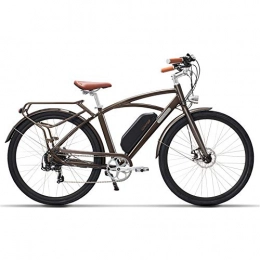 MZZK Electric Mountain Bike MZZK 26'' High Speed Pedal Assist Electric Moutain Bike, Retro Saddle City Bicycle, 400W Powerful Brushless Motor, 48V 13Ah Lithium Battery (Brown 26'', 48V 13Ah+ 1 spare battery)