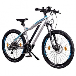 N C M Electric Mountain Bike NCM Moscow + 1 / 4Inches Electric Mountain Bike MTB E-bike Bicycle 48V 250W Kit Rear Engine, 48V 14Ah 672WH battery with Li-Ion Cell, Hydraulic Tektro Disc Brakes, 24Cycle Gear Shimano, Silver