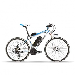 NYPB Electric Mountain Bike NYPB 26 Inch Electric Bike, E Bikes for Adults with 240W Motor 36V / 48V Removable Charging Lithium Battery Front & Rear Disc Brake Seat Adjustable 21 Speed Shifter, White blue, 36V 10AH