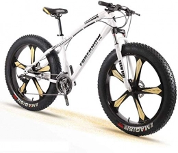 Oulida Electric Mountain Bike Oulida Electric bicycle, Bicycle snow bike tire Adult male and female cross-country mountain wide speed 26-inch five students damper disc cutter wheel woo (Color : White, Size : 21 speed)