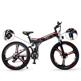 PXQ Bike PXQ Adult Electric Mountain Bike 48V 250W Hidden Lithium Battery Folding E-bike with Dual Disc Brakes and Shock Absorber Fork, SHIMANO 24 Speeds Off-road Bicycle 26 inch