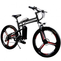 PXQ Bike PXQ Electric Mountain Bike 36V10Ah 250W Adults 26Inch Full Suspension Fork Bicycles with LCD Instrument Booster, 21 Speeds Double Shock Absorber Folding E-Bike, Black