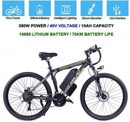 Qinmo Electric Mountain Bike Qinmo Electric bicycle Electric Bycicles for Men, 26" 48V 360W IP54 Waterproof Adult Electric Mountain Bike, 21 Speed Electric Bike MTB Dirtbike with 3 Riding Modes (Color : Black Green)