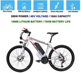 Qinmo Electric Mountain Bike Qinmo Electric bicycle, Electric Mountain Bike 26 Inches MTB Tire E-Bike 10AH Li-Battery 21 Speed Beach Cruiser Low Resistance Urban Commute Bicycle with Integrated LED Headlight and Horn