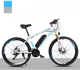 Qinmo Bike Qinmo Electric Mountain Bike for Adult, 36V Removable Lithium Battery 26 inch High Carbon Steel Electric Bicycle 21 / 27 Speed Dual Disc Brakes (Color : White Blue)