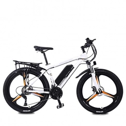 Qinmo Electric Mountain Bike Qinmo Mountain Travel Electric Bike, Dual Disc Brakes 26 inch Adults City Commute Ebike 27 Speed Magnesium Alloy Integrated Wheels Removable Battery, White Orange, 8Ah, Silver (Color : White Orange)