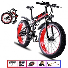 Qnlly Electric Mountain Bike Qnlly Snow Mountain Bike 1000W 40KM Ebike Electric Bike e bike 48V Electric Bicycle, Red