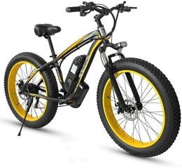 RDJM Electric Mountain Bike RDJM Ebikes, Electric Bike Fat Tire Ebike 26" 4.0, Mountain Bicycle for Adult 21 Speed Beach Mens Sports Mountain Bike Full Suspension Mechanical Disc Brakes (Color : Yellow)