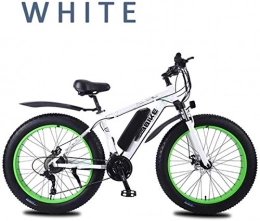 RDJM Bike RDJM Electric Bike Adults Snow Electric Bike, Lockable Front Fork Shock Absorption 26 Inch 4.0Fat Tires Mountain E-Bike 27 Speed Dual Disc Brakes 36V Removable Battery (Color : White, Size : 13AH)