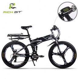 RICH BIT Electric Mountain Bike RICH BIT Electric Bicycle 250W 36V 12.8Ah Lithium Battery Folding E-bike LCD Display Smart Mountain Bike Gray (GRAY 2.0)