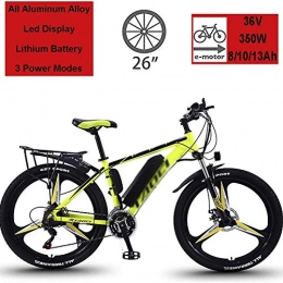 Rindasr Electric Mountain Bike Rindasr 26 inch Electric Bikes for AdultAluminum frame Electric Mountain Bike36V 350W 8-13Ah Removable Lithium-Ion Batterywith LEC Screen Electric bicycle (Color : Green, Size : 36V13AH battery)