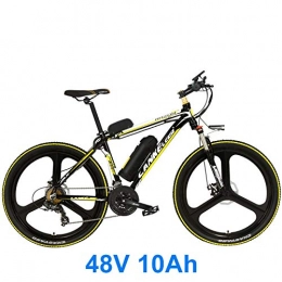 RPHP Bike RPHP26 inch 5 level auxiliary 48V strong battery electric bicycle with 3.5 inch large bicycle computer 21 speed mountain bike-Black Yellow 10A