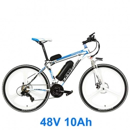 RPHP Electric Mountain Bike RPHP26 inch 5 level auxiliary 48V strong battery electric bicycle with 3.5 inch large bicycle computer 21 speed mountain bike-White Blue 10A